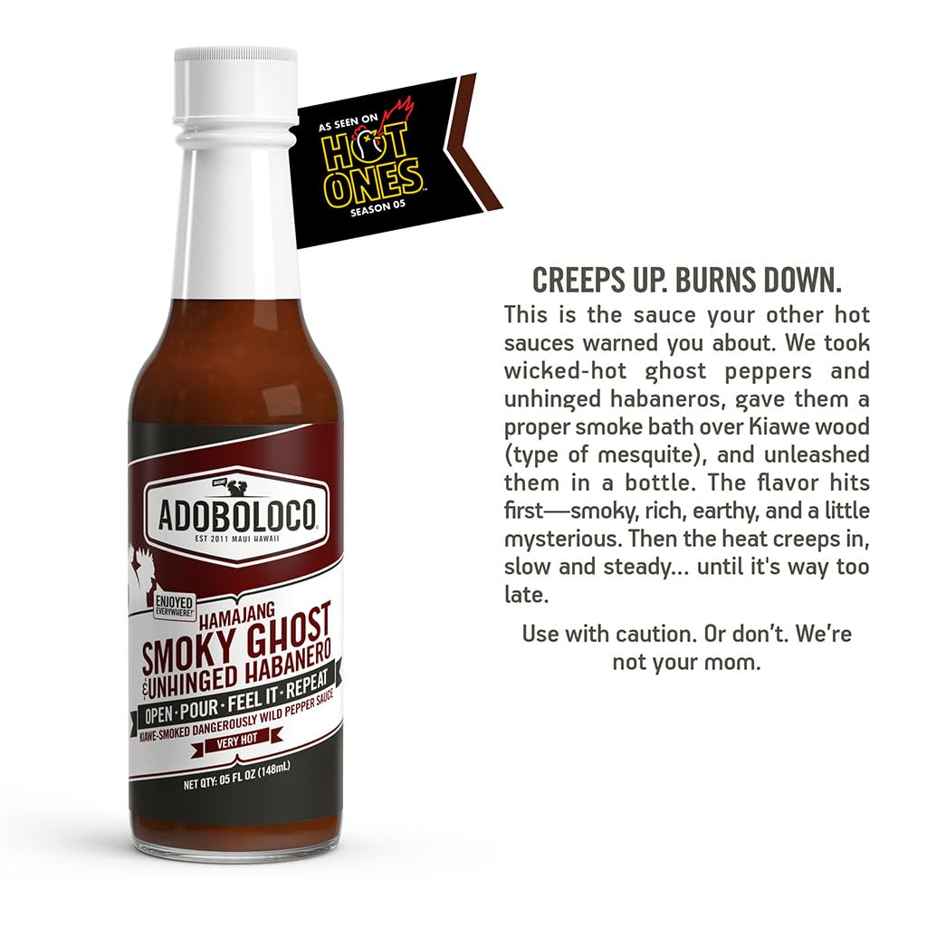 Adoboloco Hot Sauce Hamajang - Very Hot Smoked Ghost Pepper Chili Sauce - 5 Fl Oz