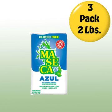 Maseca Azul Gluten Free Harina De Maiz (Corn Flour) 2 Lbs Bag 3 Pack