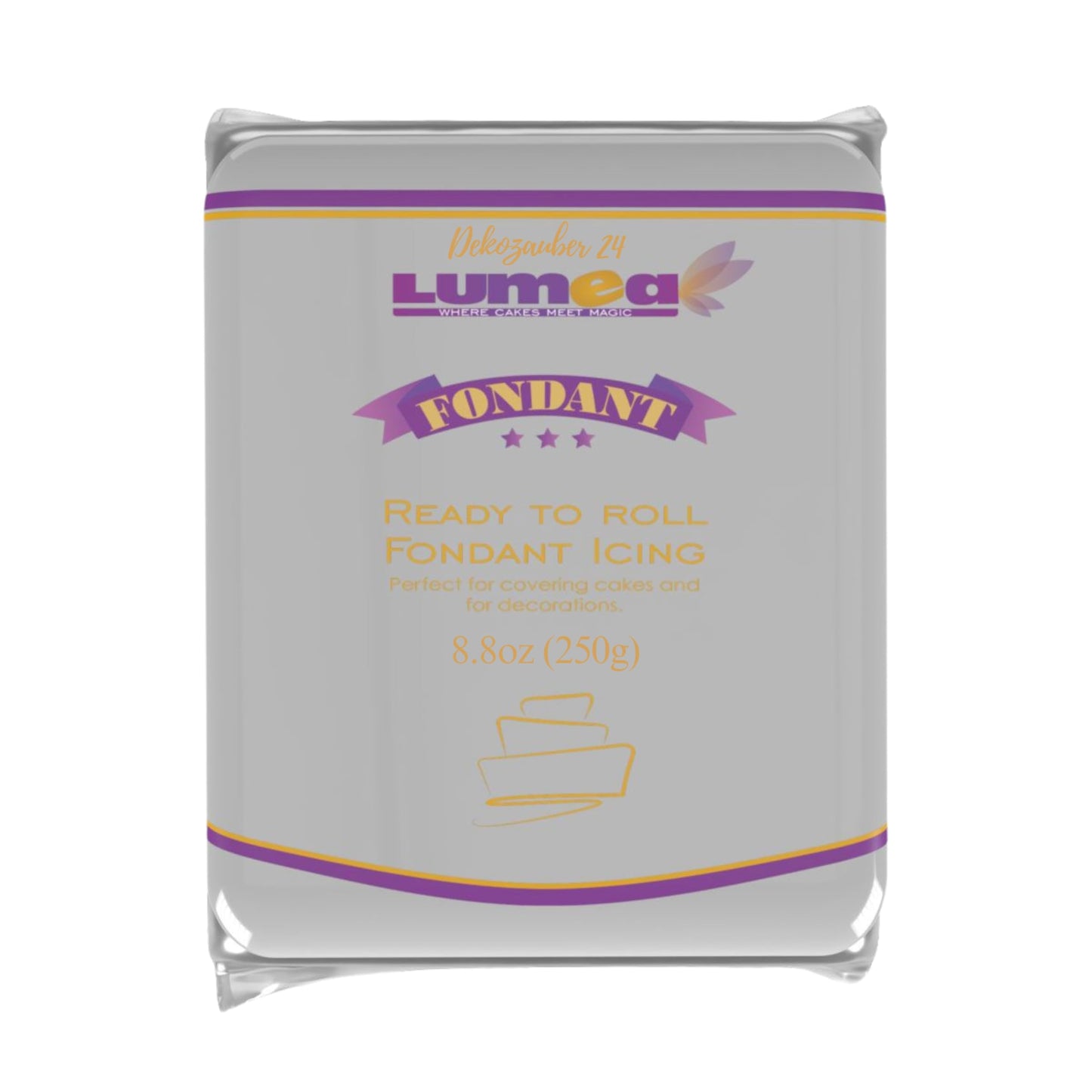 Dekozauber24 Fondant Icing, Ready to Roll, Vanilla Flavor, 8.8 oz, Silver