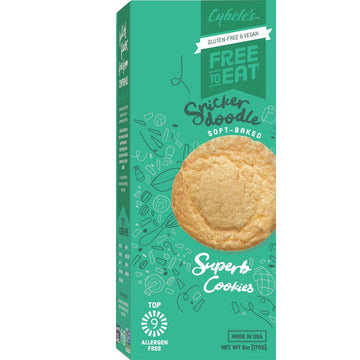 CYBELES FREE TO EAT Gluten-Free Vegan Cookies - Soft-Baked Snack, 6 oz, Light Brown, Pack of 1, Snickerdoodle Flavor