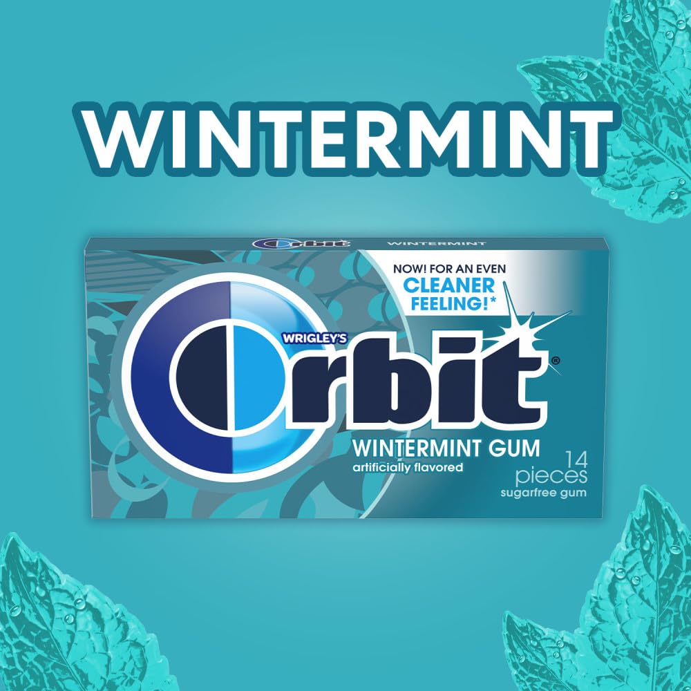 Orbit Wintermint Sugarfree Chewing Gum, 14 Pieces (Pack Of 12)