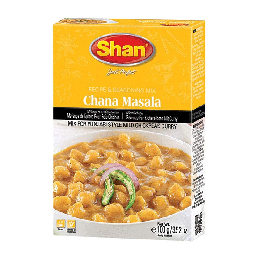Shan Chana Masala Recipe and Seasoning Mix, 3.52 oz (Pack of 6) - Vegetarian Spice Powder for Punjabi Chickpeas Curry
