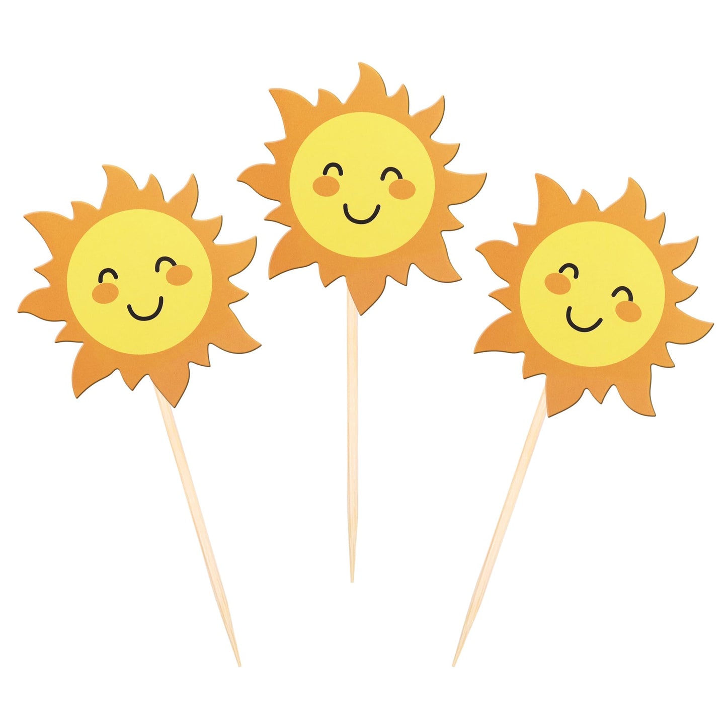 36 Pcs Sun Cupcake Toppers Double Sided Sun Flower Smile Face Cupcake Picks Sunshine Cupcake Decorations For Sun Theme Baby Show