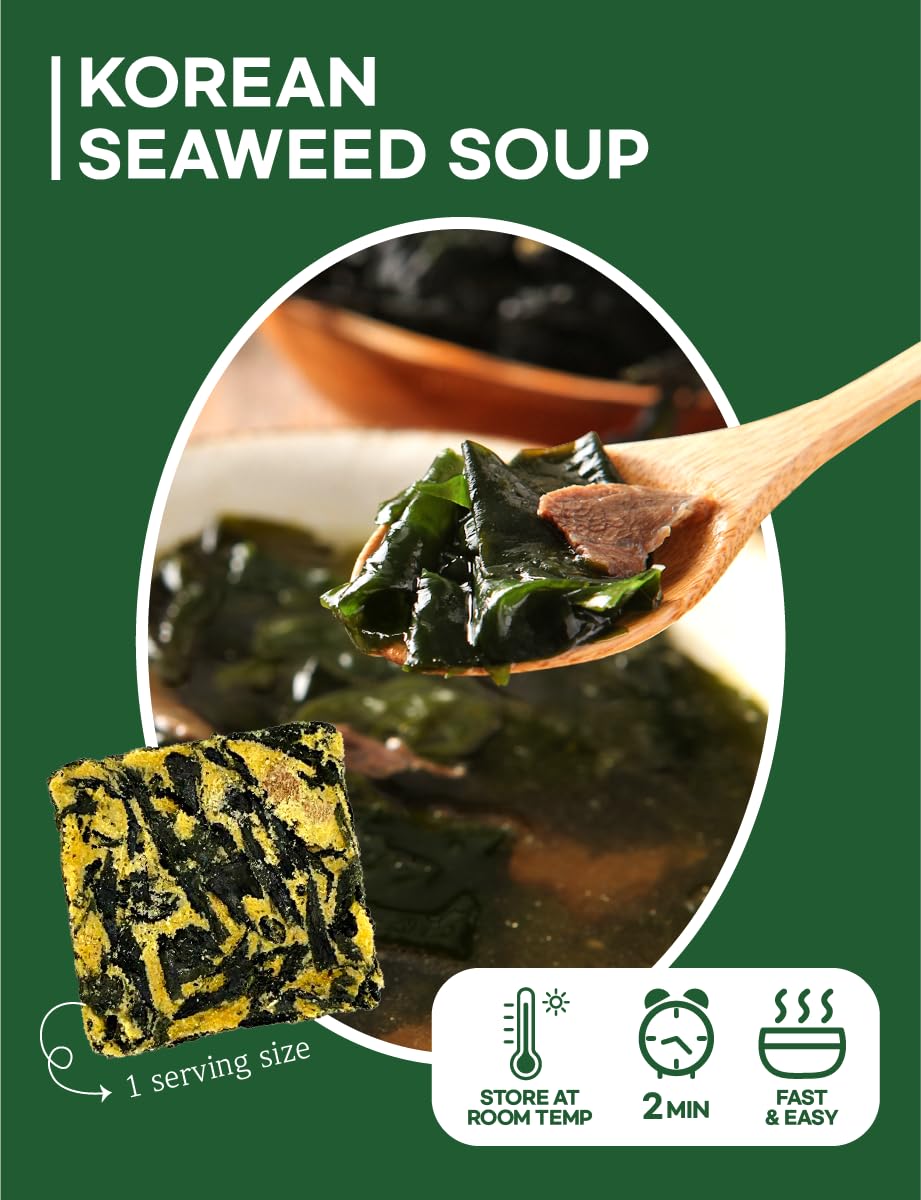 Korean Frozen Dried Multi-Pack Soup (Seaweed Soup 10G    6Ea) + (Korean Spicy Soup 10G    6Ea) Easy Cooking Individual Packaging
