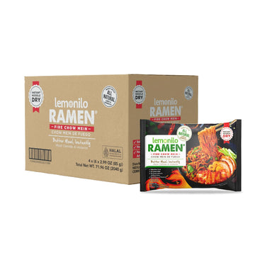 Lemonilo Ramen - Fire Chow Mein - Healthy Instant Ramen - Made With All-Natural Ingredients - Quick Meal Kit (2.99 Oz) - Pack Of 24
