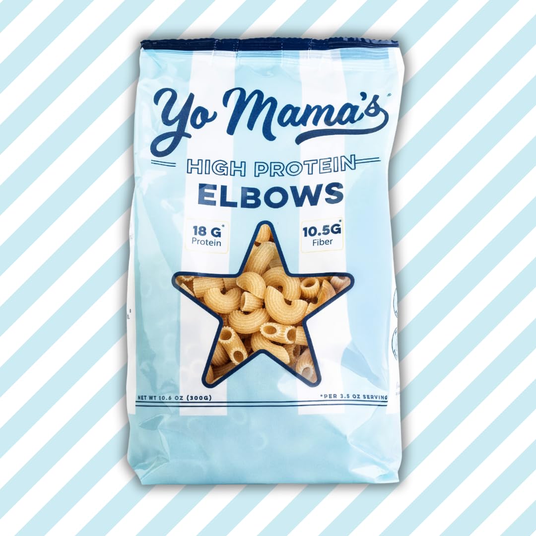 Yo Mamas Foods High Protein High Fiber Elbow Pasta | (3) 10.6 Ounce Bags. | Plant Based, Low Glycemic, and Gluten Free with Cle