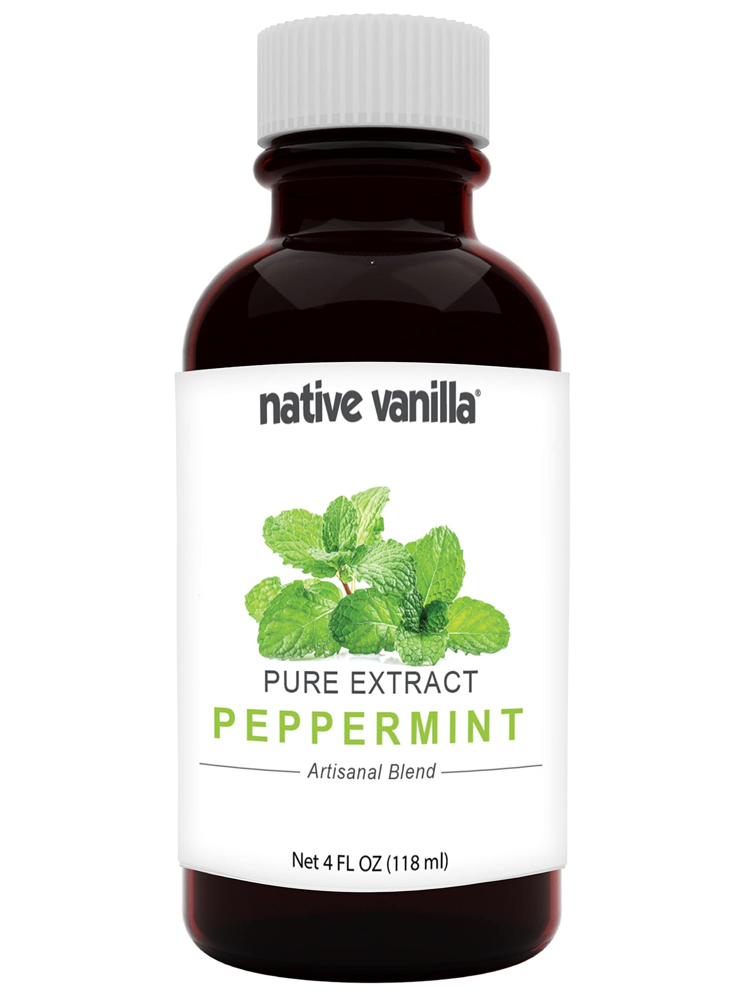 Native Vanilla - Pure Peppermint Extract - 4 Fl Oz - Pure Flavors And Extracts - Perfect For Cooking, Baking, And Dessert Crafti