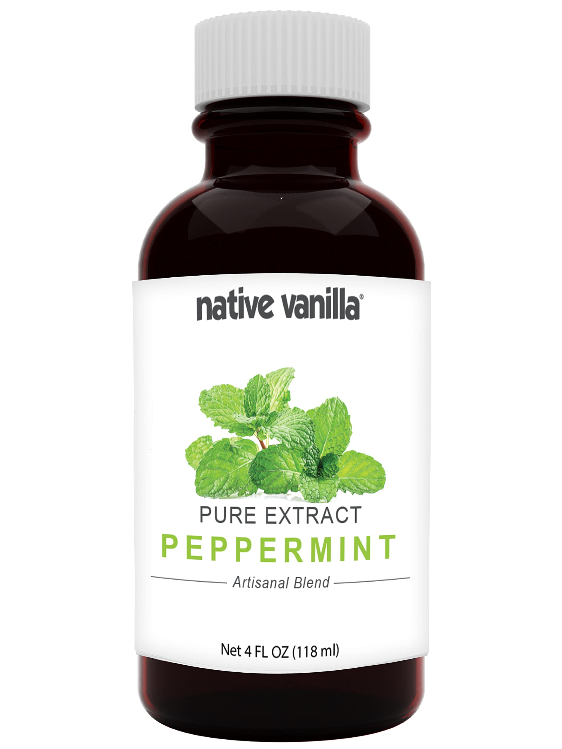 Native Vanilla - Pure Peppermint Extract - 4 Fl Oz - Pure Flavors And Extracts - Perfect For Cooking, Baking, And Dessert Crafti