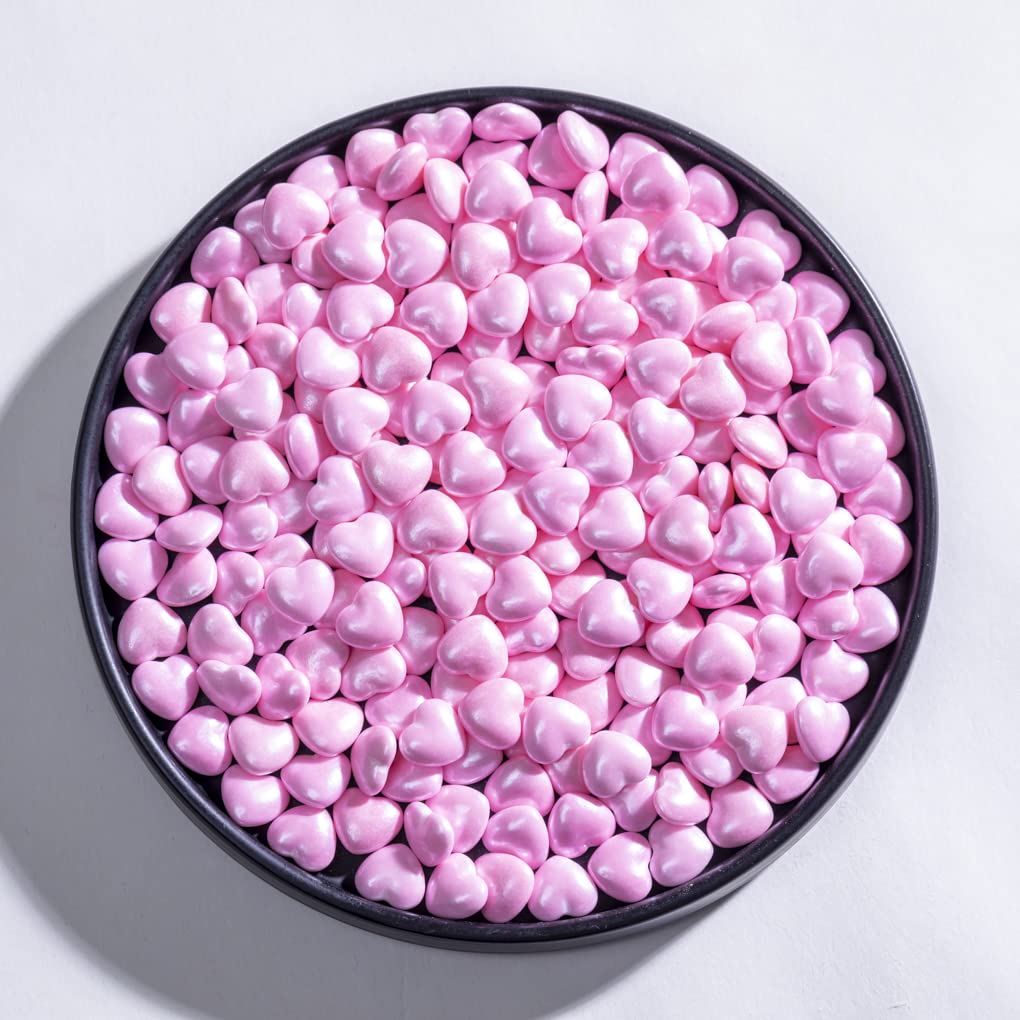Pink Sprinkles,Heart-Shaped Cake Sprinkles 130G /4.6Oz Cookie Sprinkles,Sugar Pearl, Edible Candy Pearls For Cake 1Cupcake Decor