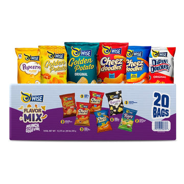 Wise Snacks Flavor Mix Variety Pack (20 Count), Gluten Free, Snack Size Chips Bulk Box, Perfect For Lunches And Snacks Single Se