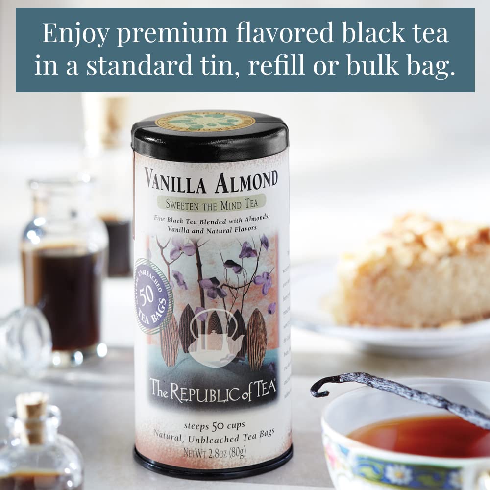 The Republic Of Tea - Vanilla Almond Black Tea Super Refill, 100 Tea Bags, Naturally Caffeinated