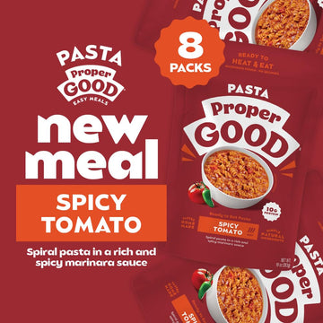 Proper Goods Spicy Tomato Pasta with Spiral Rotini | Easy Lunch or Dinner with 10g Protein per Serving | Quick Meal Solution | P