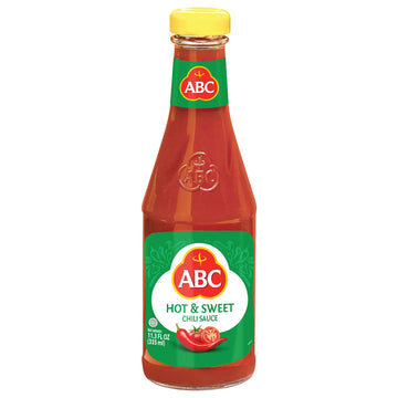 ABC Hot & Sweet Chili Sauce, 11.3 Oz, Spicy Sriracha Style Sambal, No MSG, Umami Flavor, Indonesian BBQ Dip Made with Chili & Ga