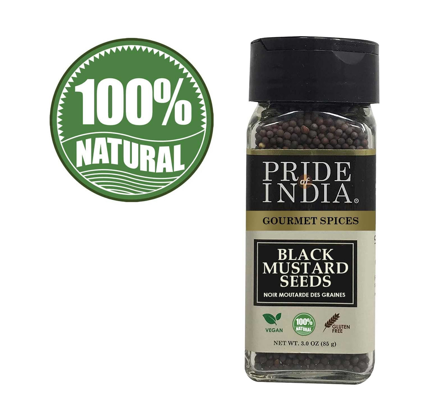 Pride Of India ?Black Mustard Seed ?Gourmet & Vegan Indian Spice ?Pungent/Spicy Flavor ?Dry Seasoning - Gluten & Gmo Free ?Easy