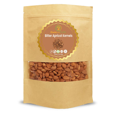 Cure wid Pure Certified Organic Apricot Seeds 1lb -Freshly Packed Gluten Free Raw Non-GMO Organic Bitter Apricot Kernels - Rich in  - Eco-Friendly Resealable Pack Max 3 Kernels Per Day