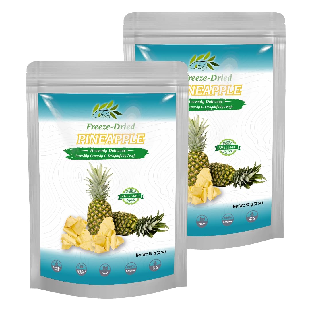 Chavi Freeze-Dried Pineapple - Pack Of 2 X 2 Oz - Healthy 1 Ingredient Superfood Supersnacks - No Added Sugars Or Preservatives - Non-Gmo  Vegan  Gluten-Free - (2 Packs)