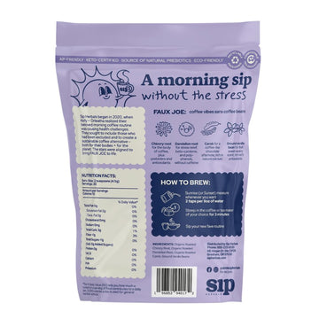 Sip Herbals Herbal Coffee Alternative - Caffeine-Free Organic Tea, Royal Mocha Roast, 30 Servings