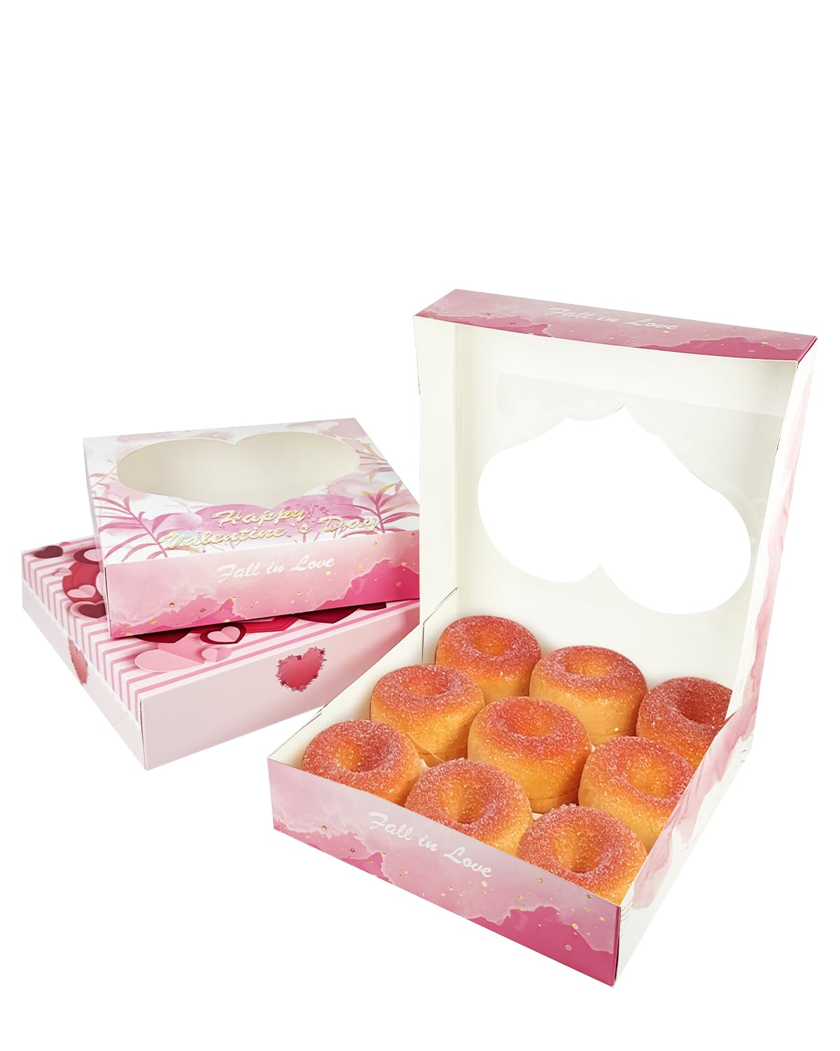 Qiqee Auto-Pop Up 10X10X2.5 Inch Pie Boxes With Window 30Packs Cookie Donut Bakery Box