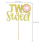 Double Sided Glitter Two Sweet Cake Topper With Donut, Cake Topper For 2Th Second Birthday Party Supplies