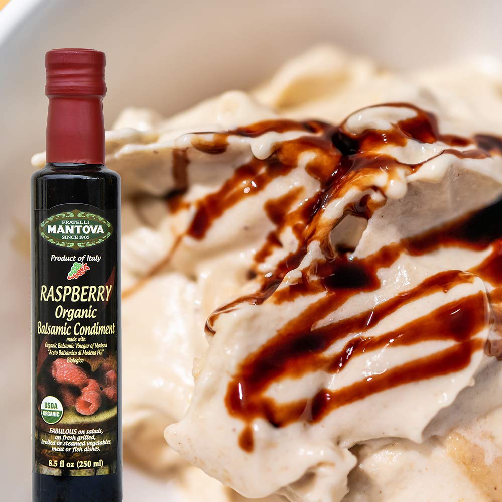 Mantova Organic Raspberry Balsamic Vinegar - Sweet & Tangy, 8.5 Fl Oz