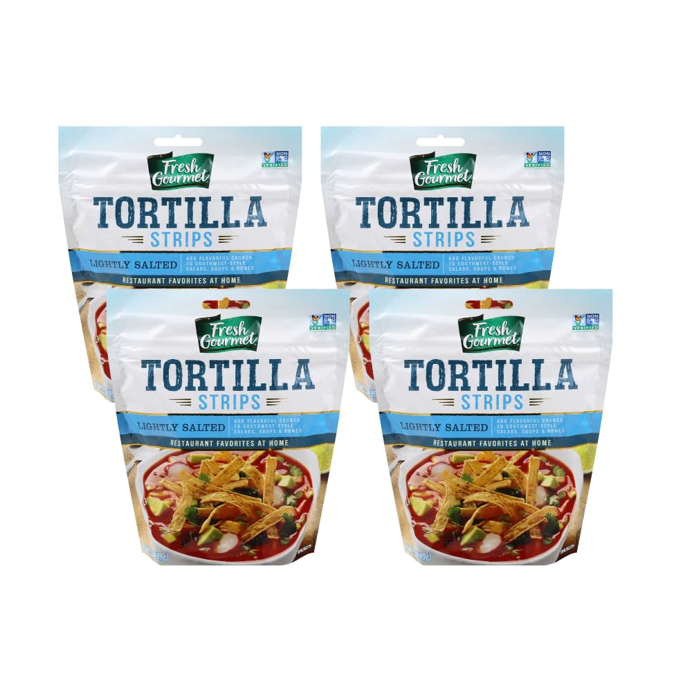 Fresh Gourmet Tortilla Strips, Lightly Salted 3.5 Ounce (Pack of 4)