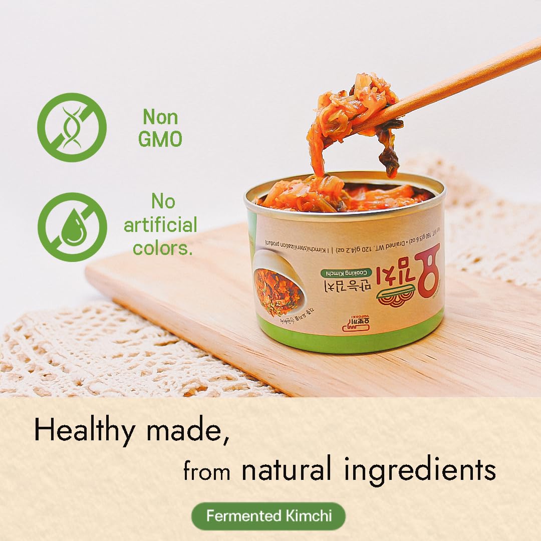 Yopokki Korean Canned Fermented Kimchi Napa Cabbage (4 Ea, Fermented Taste)