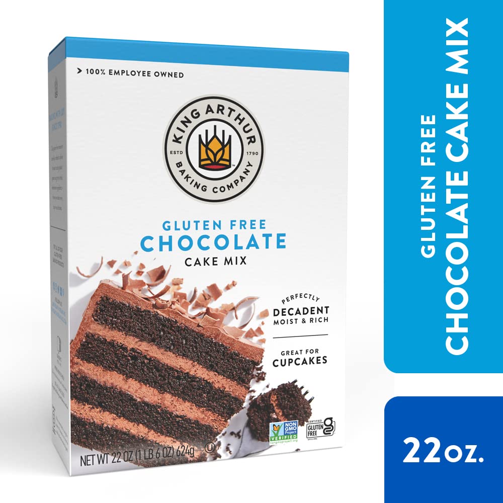 King Arthur Gluten Free Chocolate Cake Mix: Rich, Moist, and Delicious Dessert for Birthdays and Special Occasions - Non-GMO, Ko
