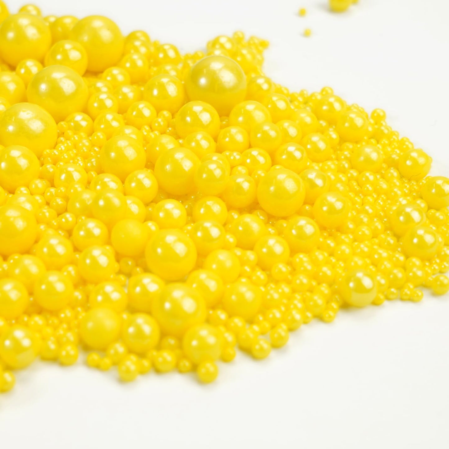 Dazzjoy Edible Pearls, Yellow Pearl Sugar Sprinkles, 130G/4.58Oz, Yellow Ball Pearls For Cake Decorating, Cupcake Toppers, Edibl