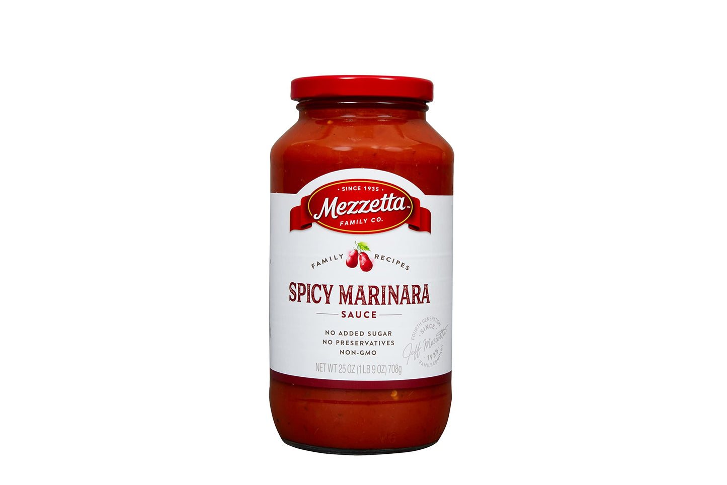 Mezzetta Family Recipes Spicy Marinara Sauce | Non-Gmo, Gluten Free, Vegan, No Preservatives | 25 Ounce Jar (Pack Of 6)