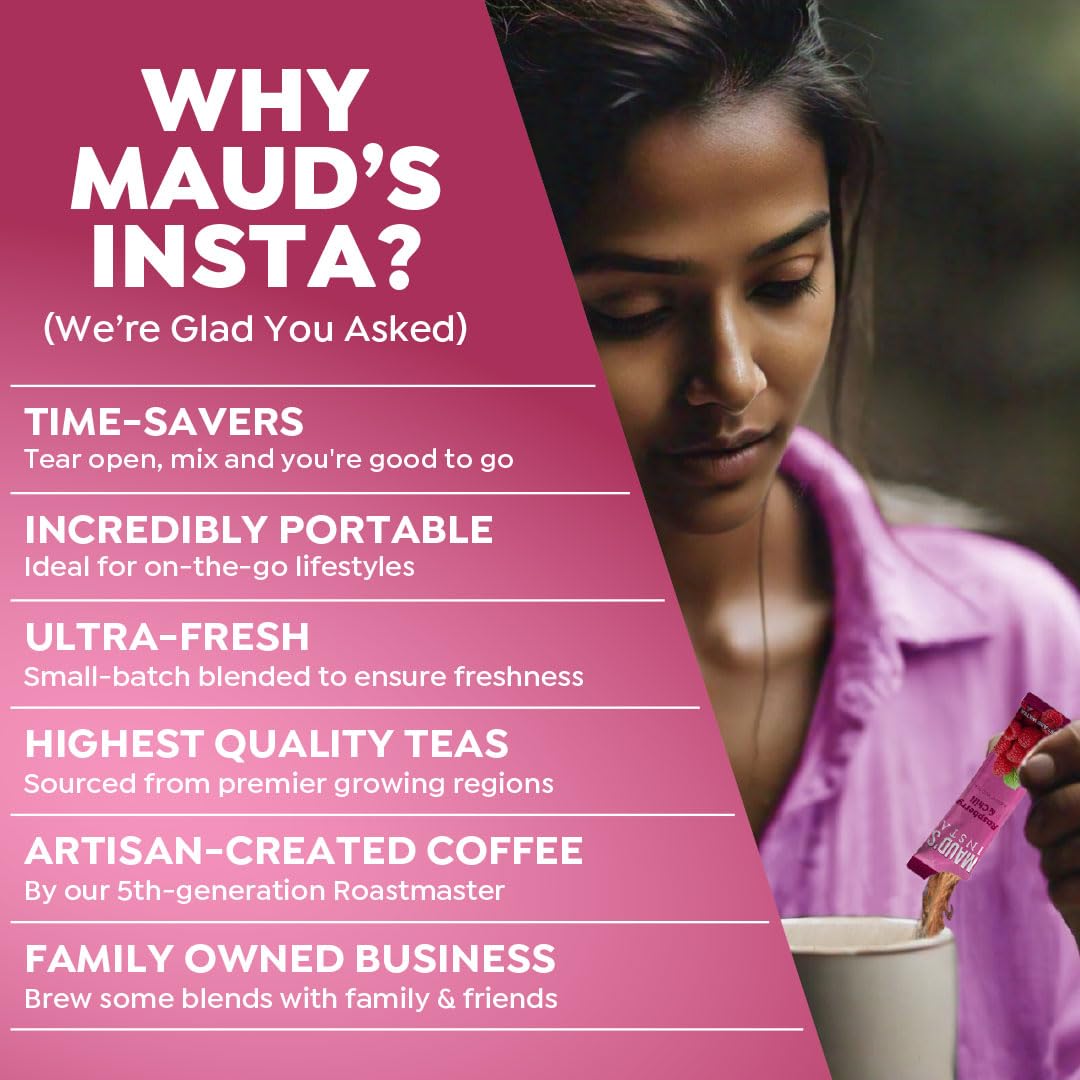 Maud'S Instant Raspberry Tea (Insta Raspberry & Chill), 26Ct. Solar Energy Produced Single Serve Flavored Tea Instant Travel Sti
