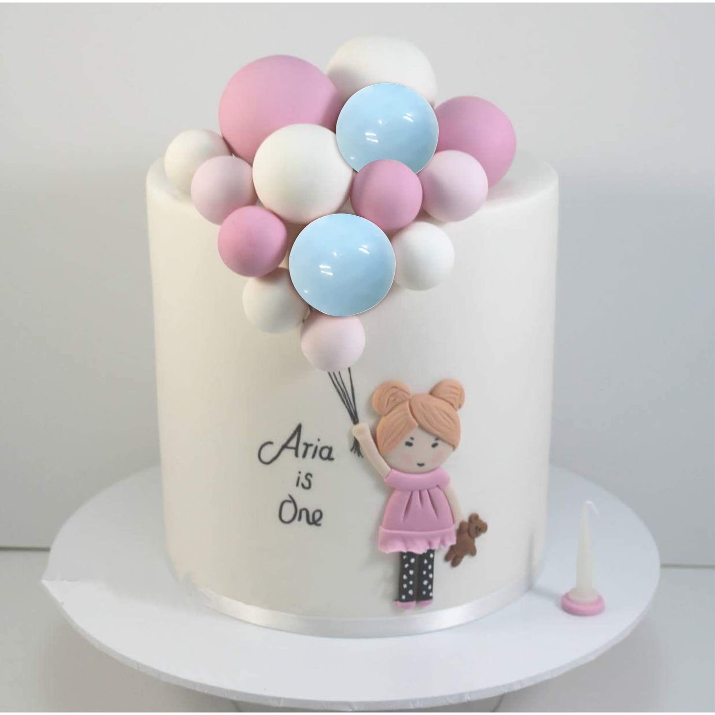Rssta i Foam Ball Cake Toppers - 30 PCS Mini Balloon Picks, 1.4 to 0.7 Sizes, White Pink Blue for Baby Shower, Wedding, Birthday Decor