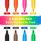 Jewem (Upgrade) Edible Markers for Cookie Decorating, 8Pcs Food Coloring Pens, Double Side Food Grade Pens with Fine & Thick Tip