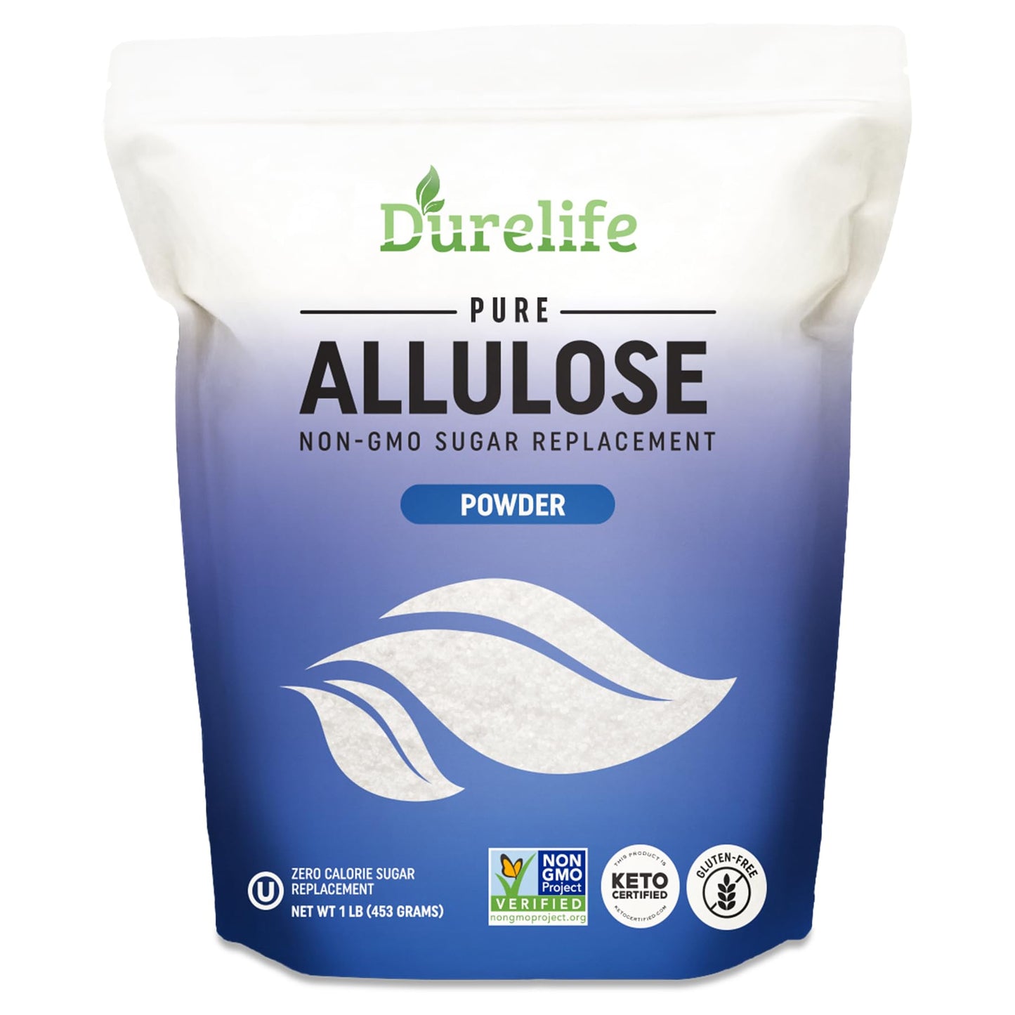 DureLife Allulose Sweetener Powder, 100% Pure, Keto Certified, 16 oz, Non-GMO, No Fillers, Zero Calories