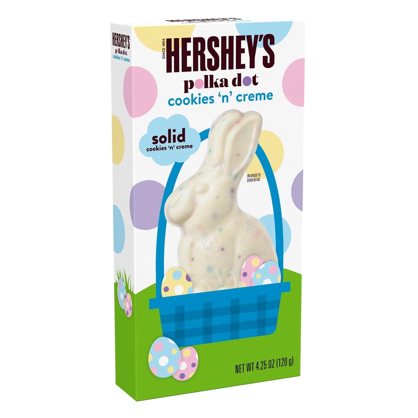 Hershey Large Bunny Cookies 'N Cream Polka Dot Easter Chocolate Bunny - 2 Pack Large White Chocolate Bunny With Crunchy Cookie B