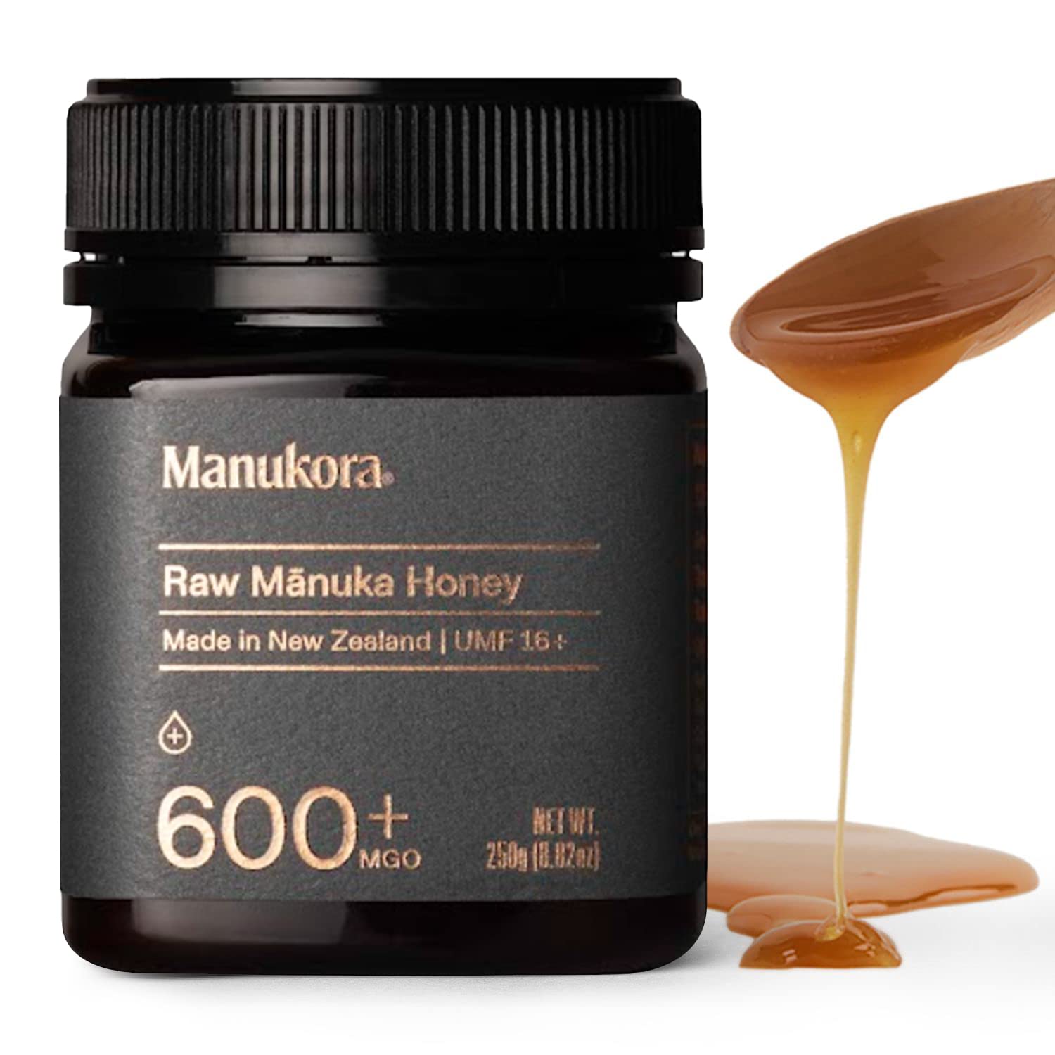 Manukora Raw Manuka Honey MGO 600+, 250g (8.8 Oz), Non-GMO, Traceable, Daily Immune Support
