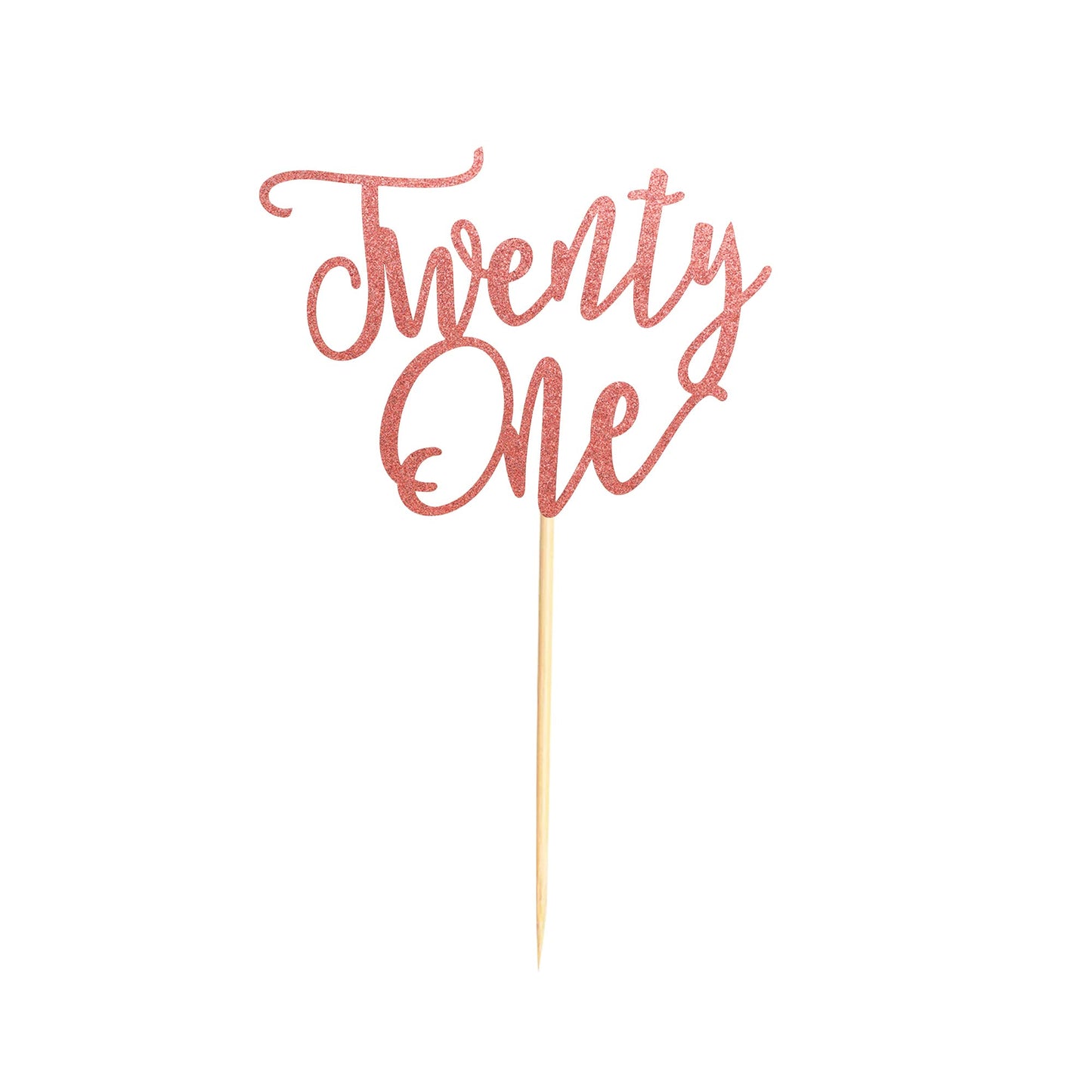 Arthsdite 1Pc Twenty One Cake Topper - 21St Happy Birthday Cake Decorations, 21 Birthday Party Decor, Wedding Anniversary Party Decorations - Rose Gold Glitter