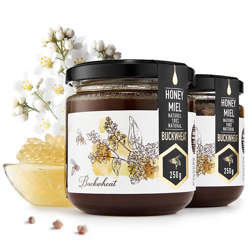 Honigma Raw Buckwheat Honey | Exquisite Taste | 100% Pure | Unpasteurized | Unfiltered | Partially Crystallized | 250G/8.8Oz