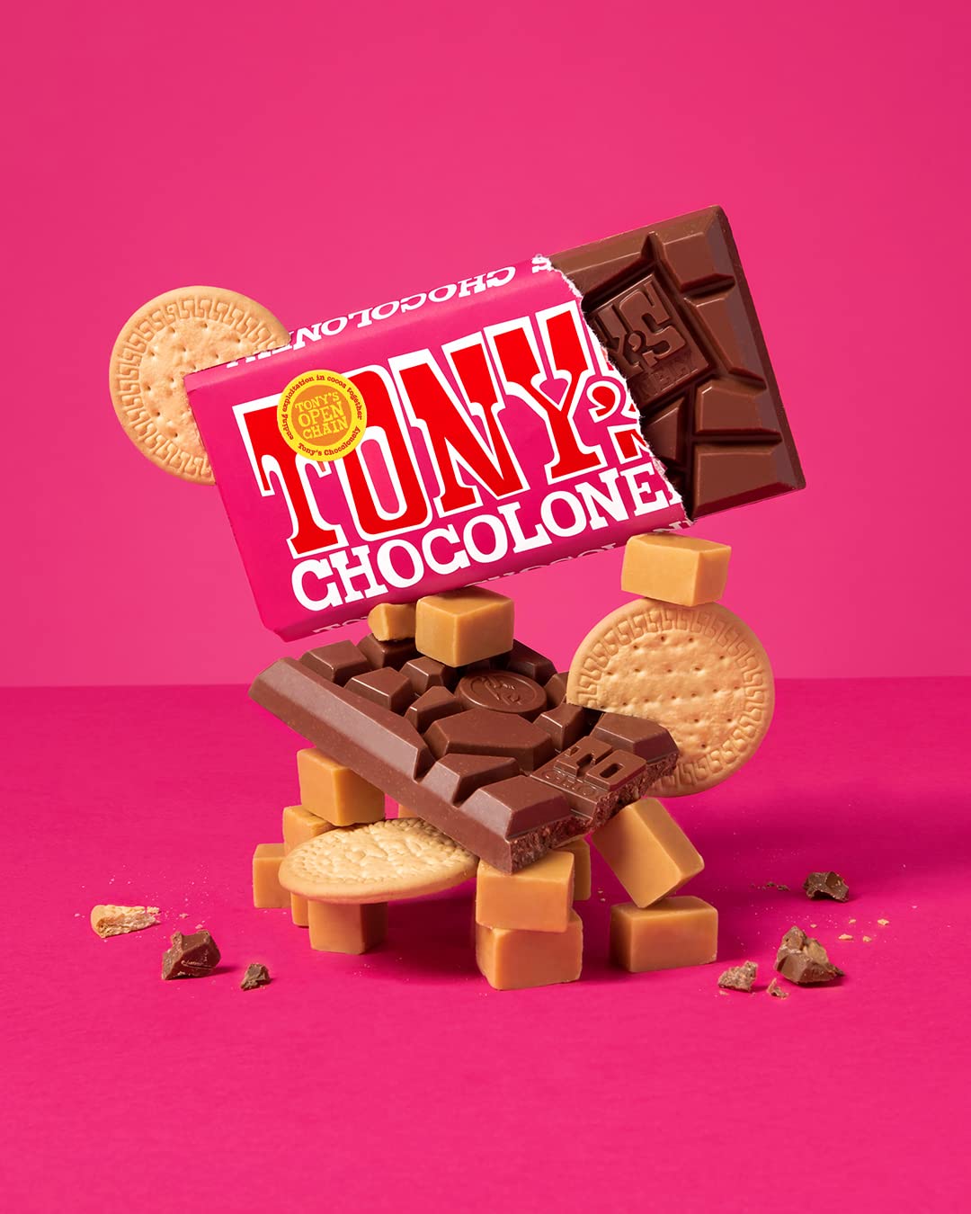 Tony'S Chocolonely Milk Chocolate Caramel Cookie Bar Belgium Chocolate, No Artificial Flavoring, Fairtrade & B Corp Certified -