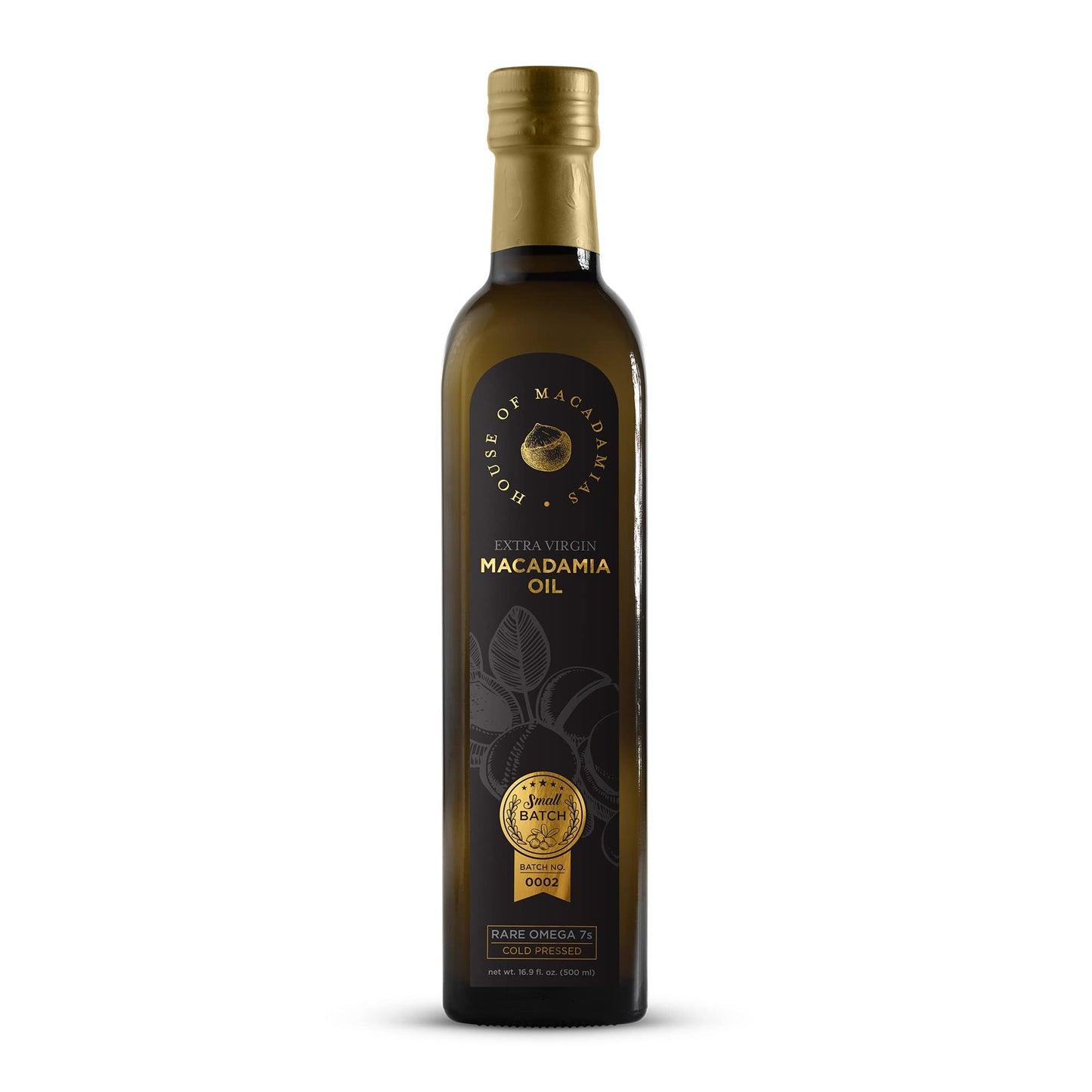 House Of Macadamias, Macadamia Nut Oil, Cooking Oil, Premium Cold-Pressed Extra Virgin, 16.9 Fl. Oz. Bottle - Keto, Vegan, Paleo