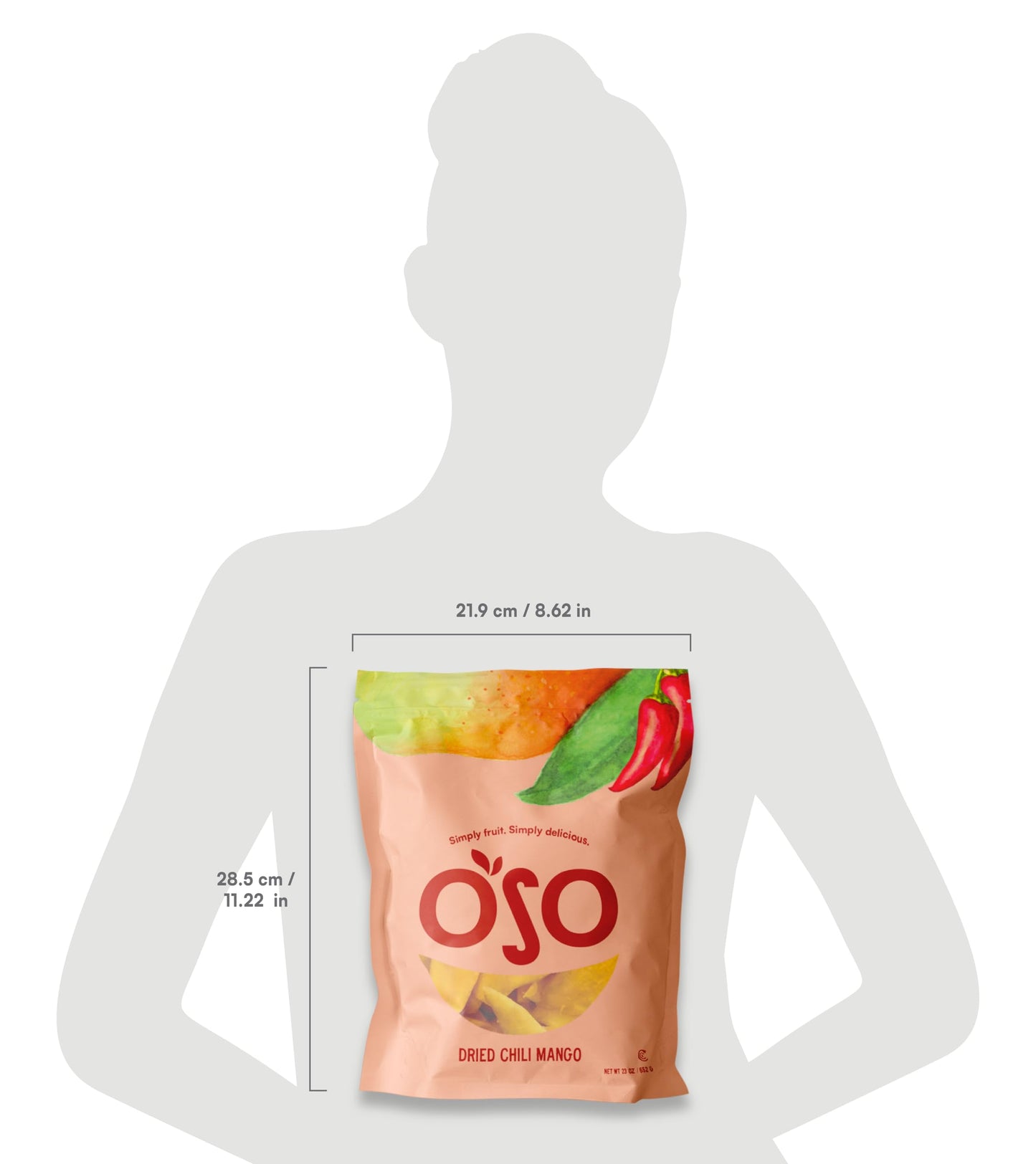 Oso Snacks Dried Chili Mango Slices, No Added Sugar, 26oz (1.62 lb)