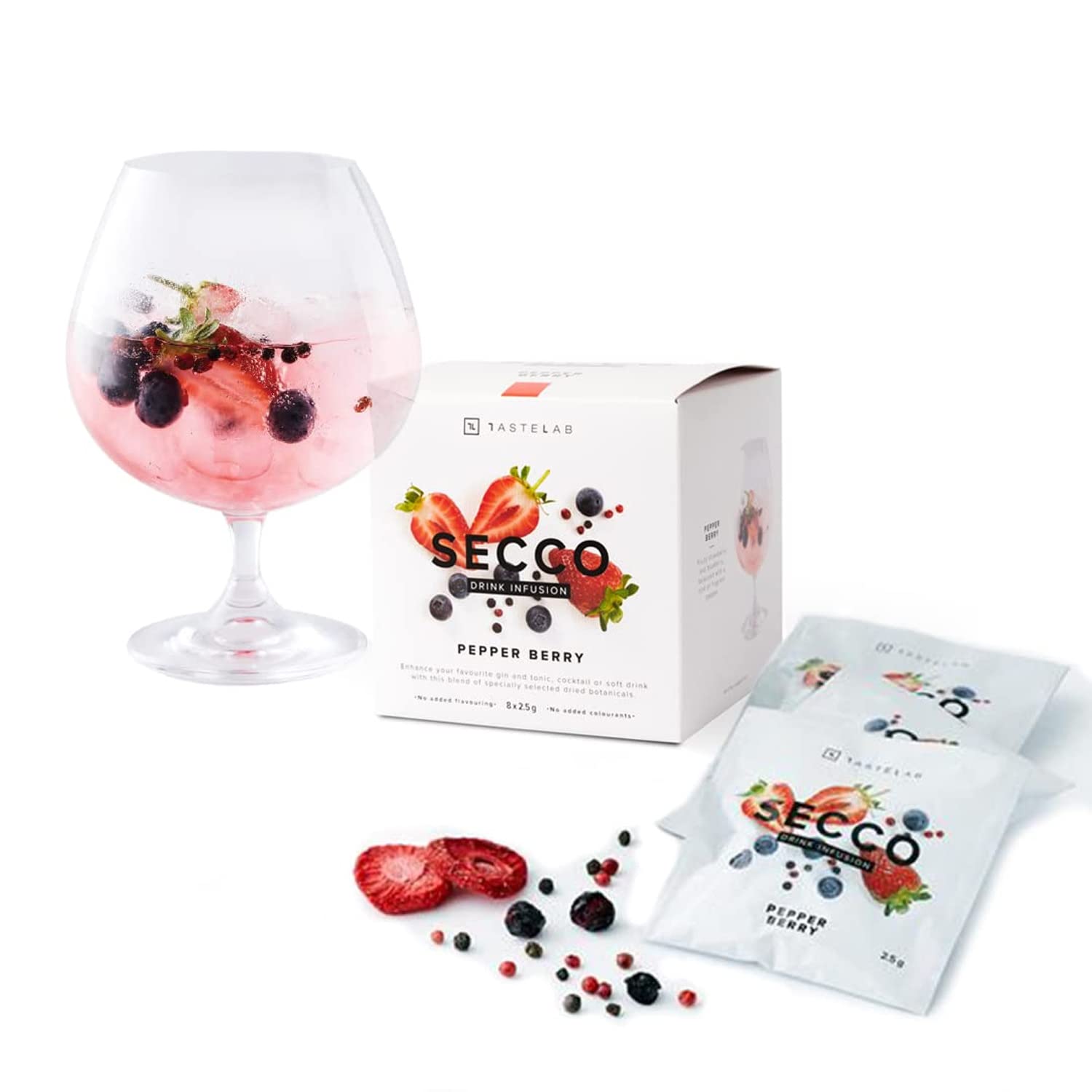 TASTELAB Botanical Sachets for Cocktails - Secco Pepper Berry Infusion - 8 Packets - 0.09 Ounce Each