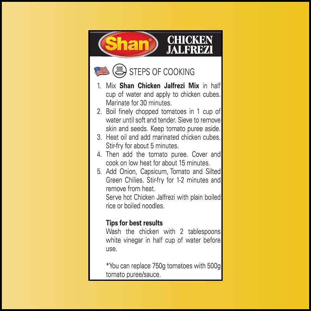 Shan Chicken Jalfrezi Recipe And Seasoning Mix 1.76 Oz (50G) - Spice Powder For Stir Fried Chicken And Vegetables In Tomato Sauc