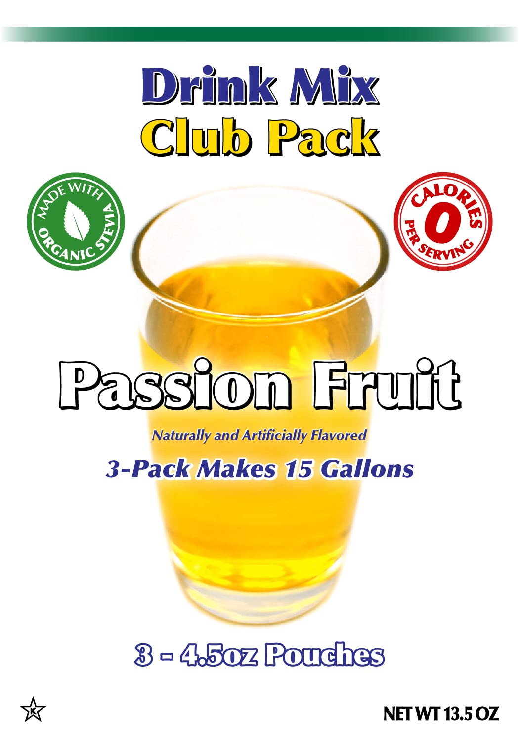 GramZero All Natural Passion Fruit Zero Calorie Sugar Free Drink Mix, Great For Nutrition Club Loaded Tea, Stevia Sweetened