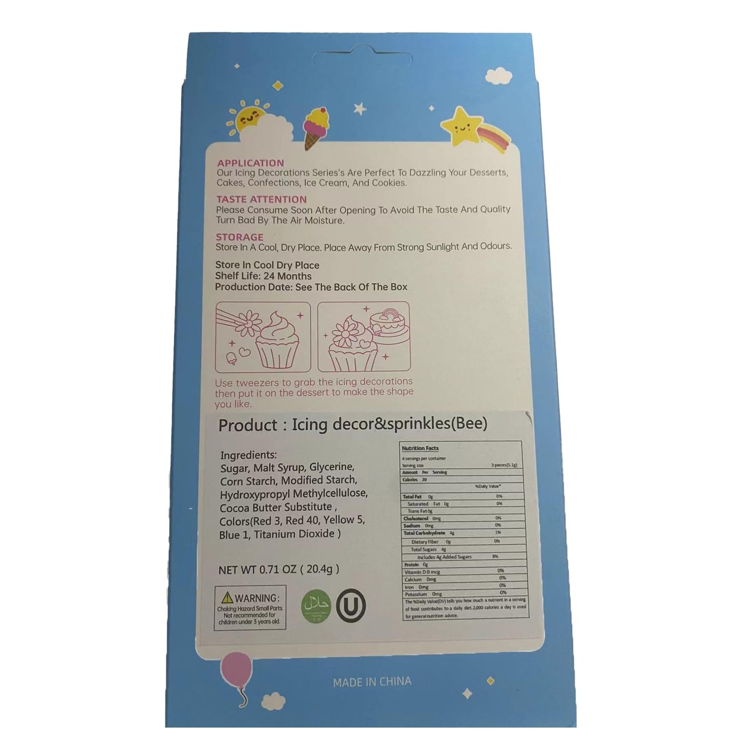 Philaeec 12 Pcs Bee Icing Decoration Edible Candy Sprinkle For Cake Decoration Spring Bees Icing Frosting Baking Cookie Cupcake