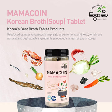 Tojongherb Mama Coin Soup Base Tablet/Korean Seafood Broth Tablet/ 4.03Oz / 0.14Oz X 30Tablets/ Seafood Vegetable Stock/Anchovie