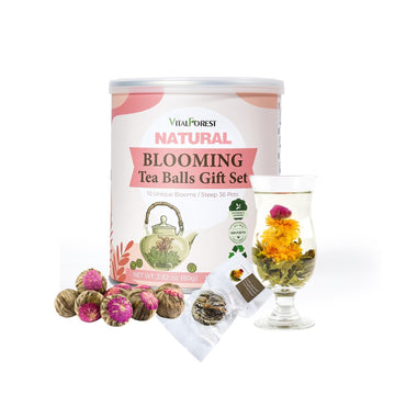 Blooming Tea Flowers Gift Set, 10 Unique Varieties Flowering Tea Balls, Individual Packing Handmade Blooming Balls for Anniversa