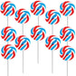 Fruidles Round Patriotic Lollipop, Mixed Fruit Flavor, 1.5 Inch, 12-Pack, Red, White, Blue