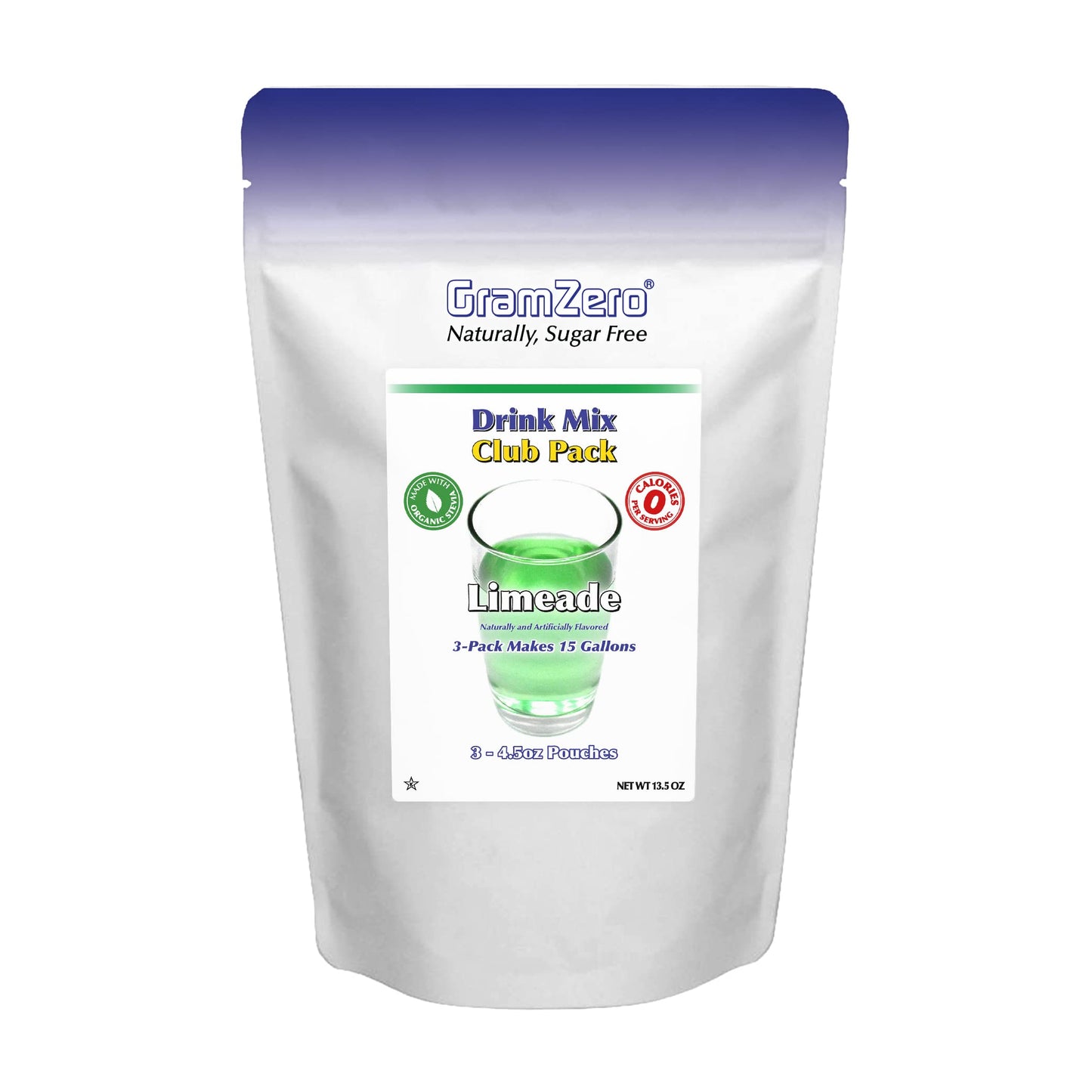 Gramzero Limeade Zero Calorie Sugar Free Drink Mix, Great For Nutrition Club Loaded Teas, Stevia Sweetened