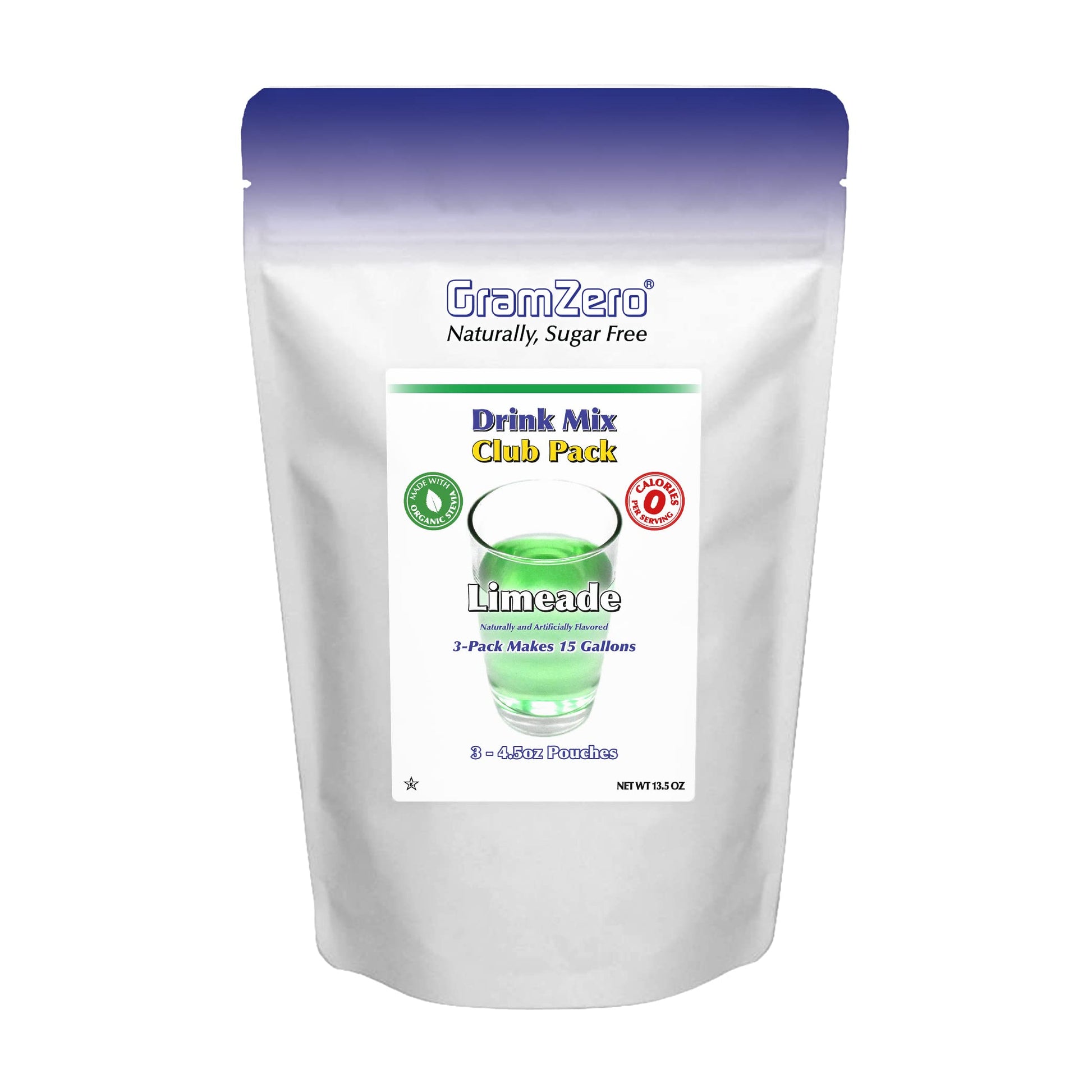 Gramzero Limeade Zero Calorie Sugar Free Drink Mix, Great For Nutrition Club Loaded Teas, Stevia Sweetened
