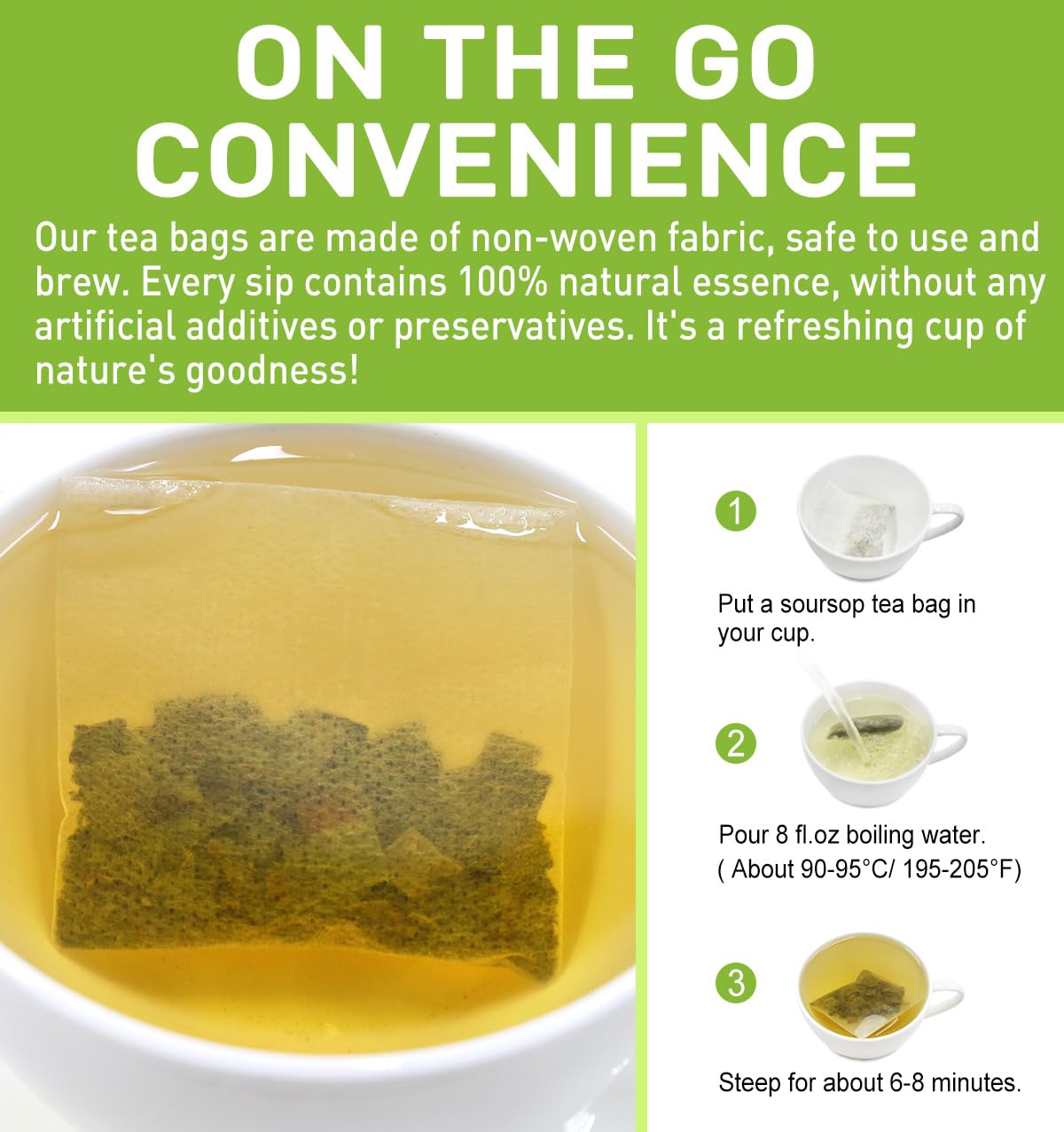 Olvvla Premium Soursop Tea Bags - Caffeine-free, Non-GMO - 70 Count